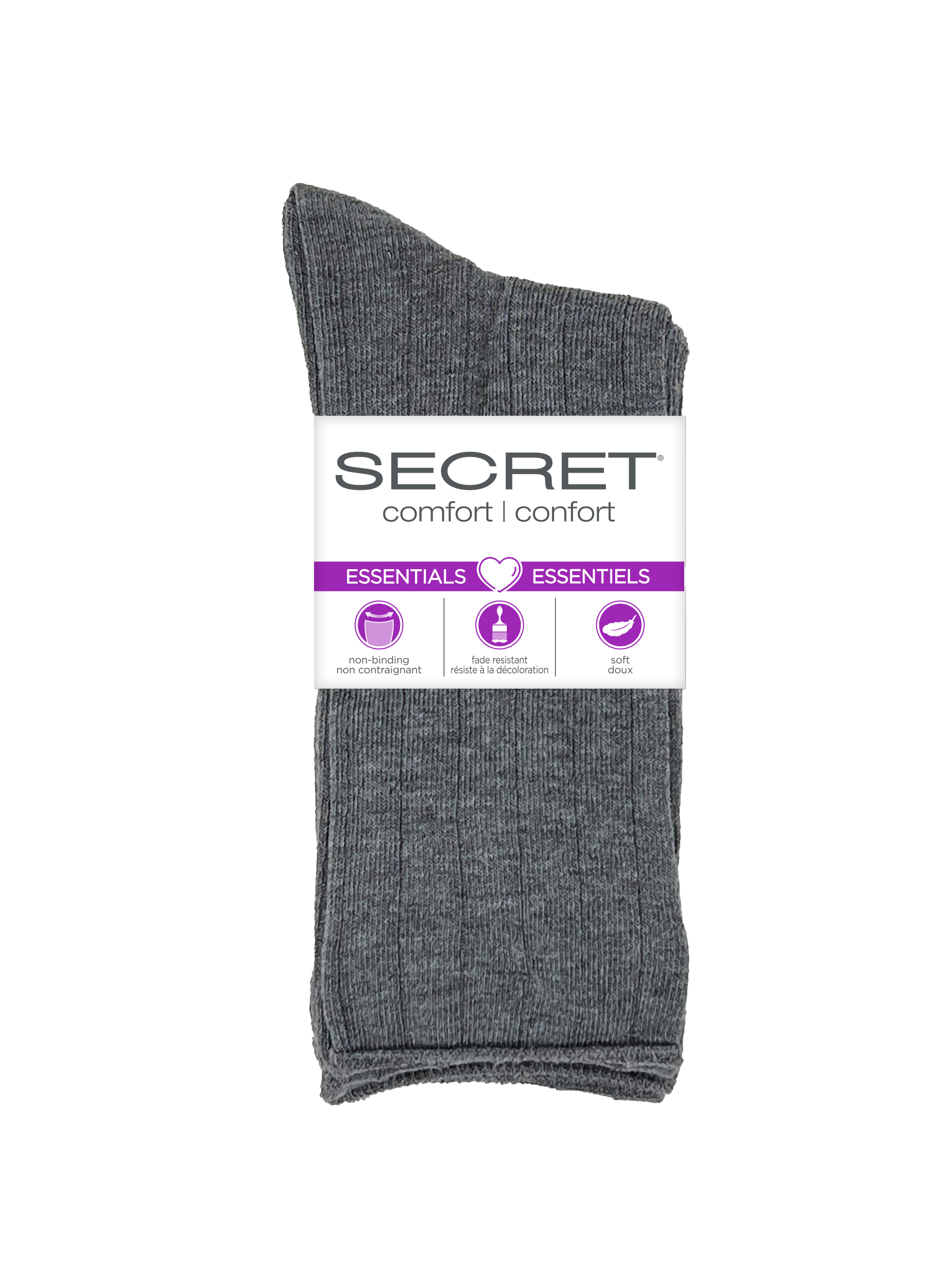 Crew côtelé non élastique SECRET® Comfort Essentials - 6 paires