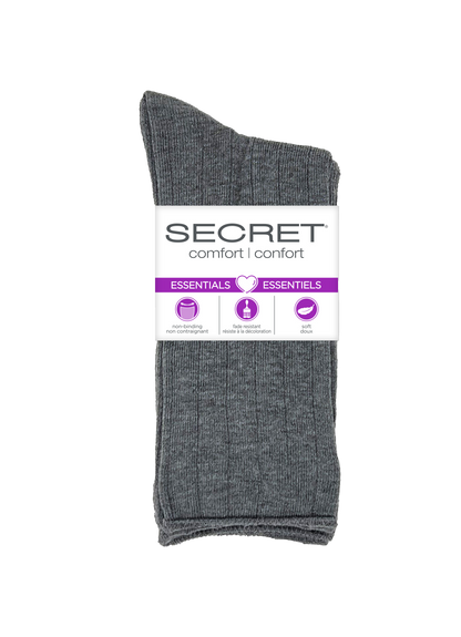 SECRET® Comfort Essentials Non-Elastic Ribbed Crew - 6 Pairs