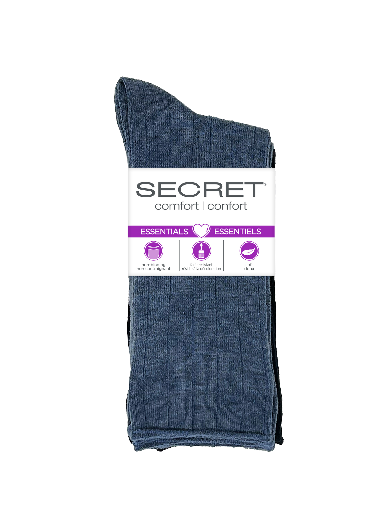 Crew côtelé non élastique SECRET® Comfort Essentials - 6 paires