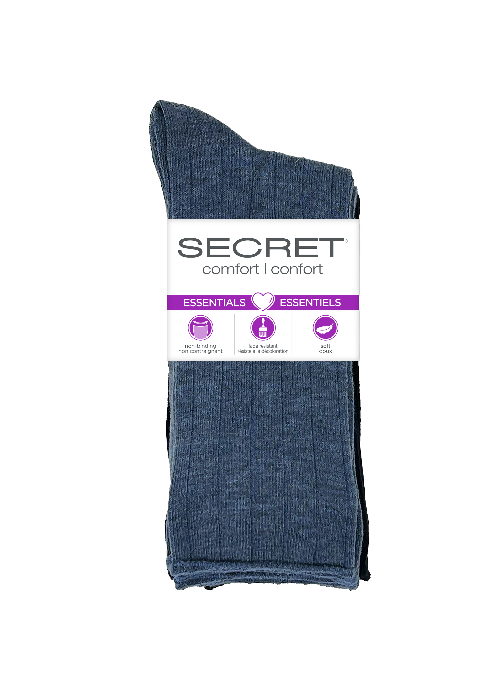 Crew côtelé non élastique SECRET® Comfort Essentials - 6 paires