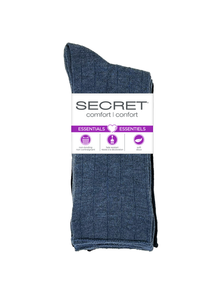 Crew côtelé non élastique SECRET® Comfort Essentials - 6 paires