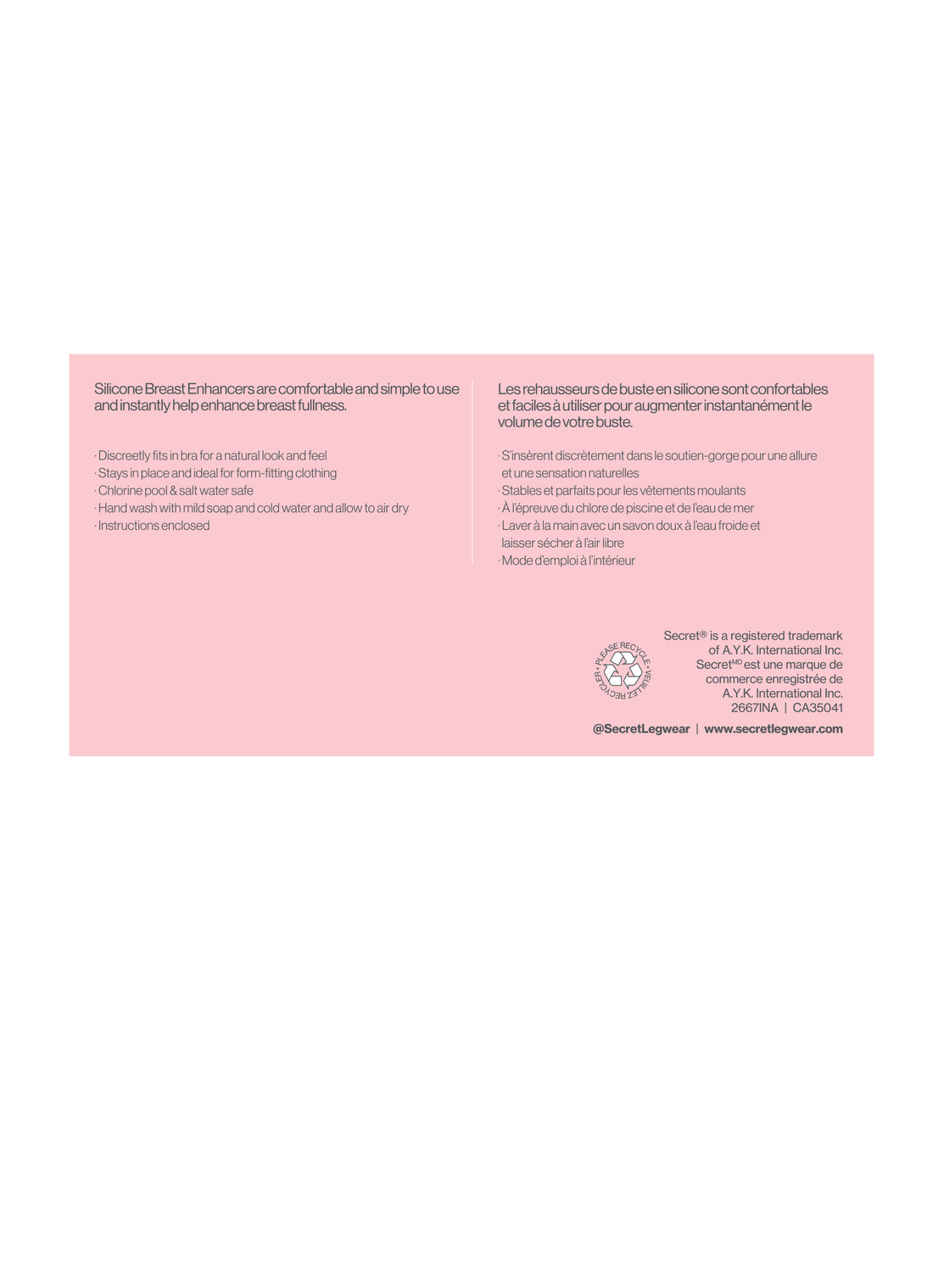 SECRET® Silicone Breast Enhancers - 1 Pair