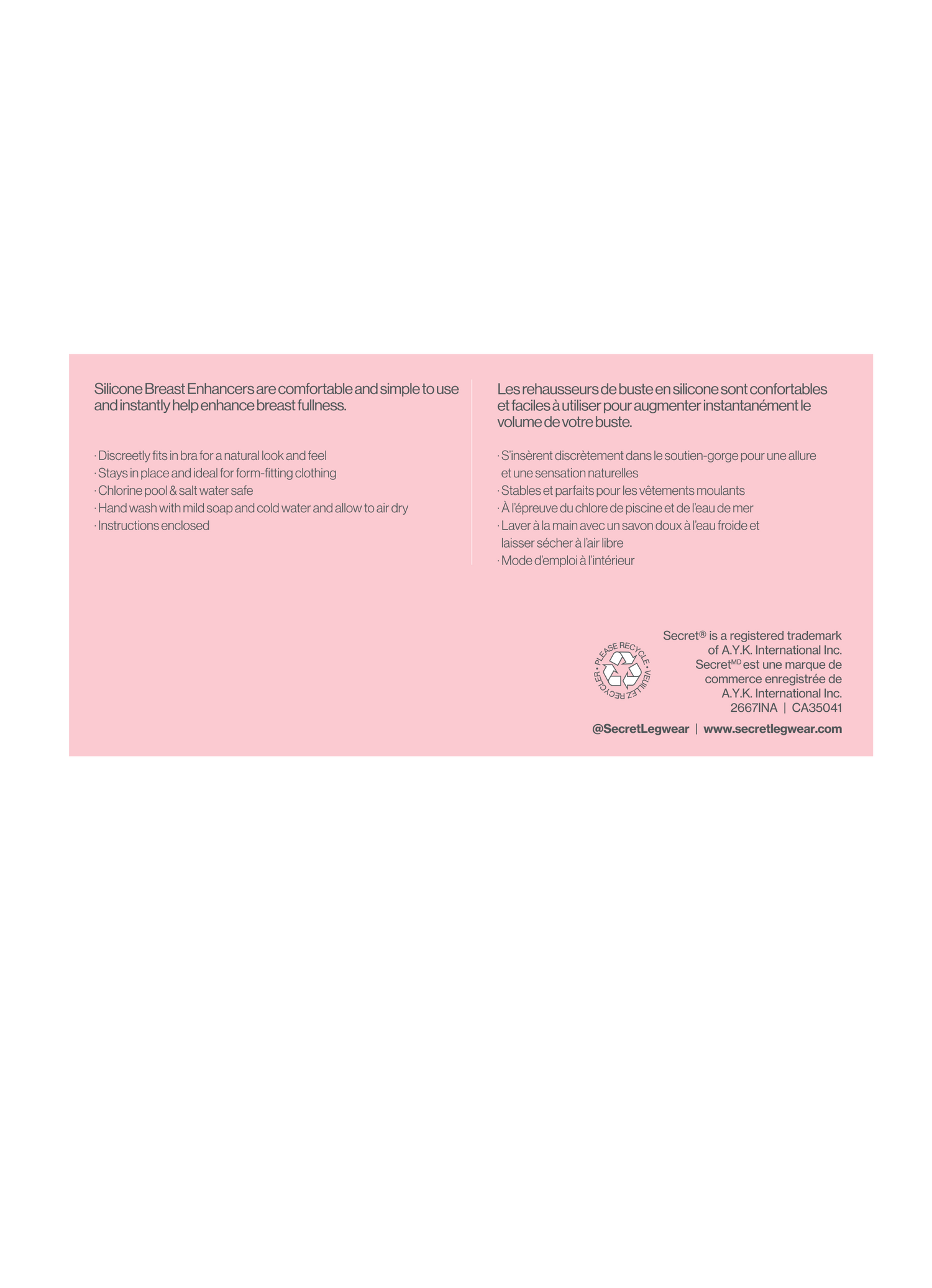 Agrandisseurs mammaires en silicone SECRET® - 1 paire