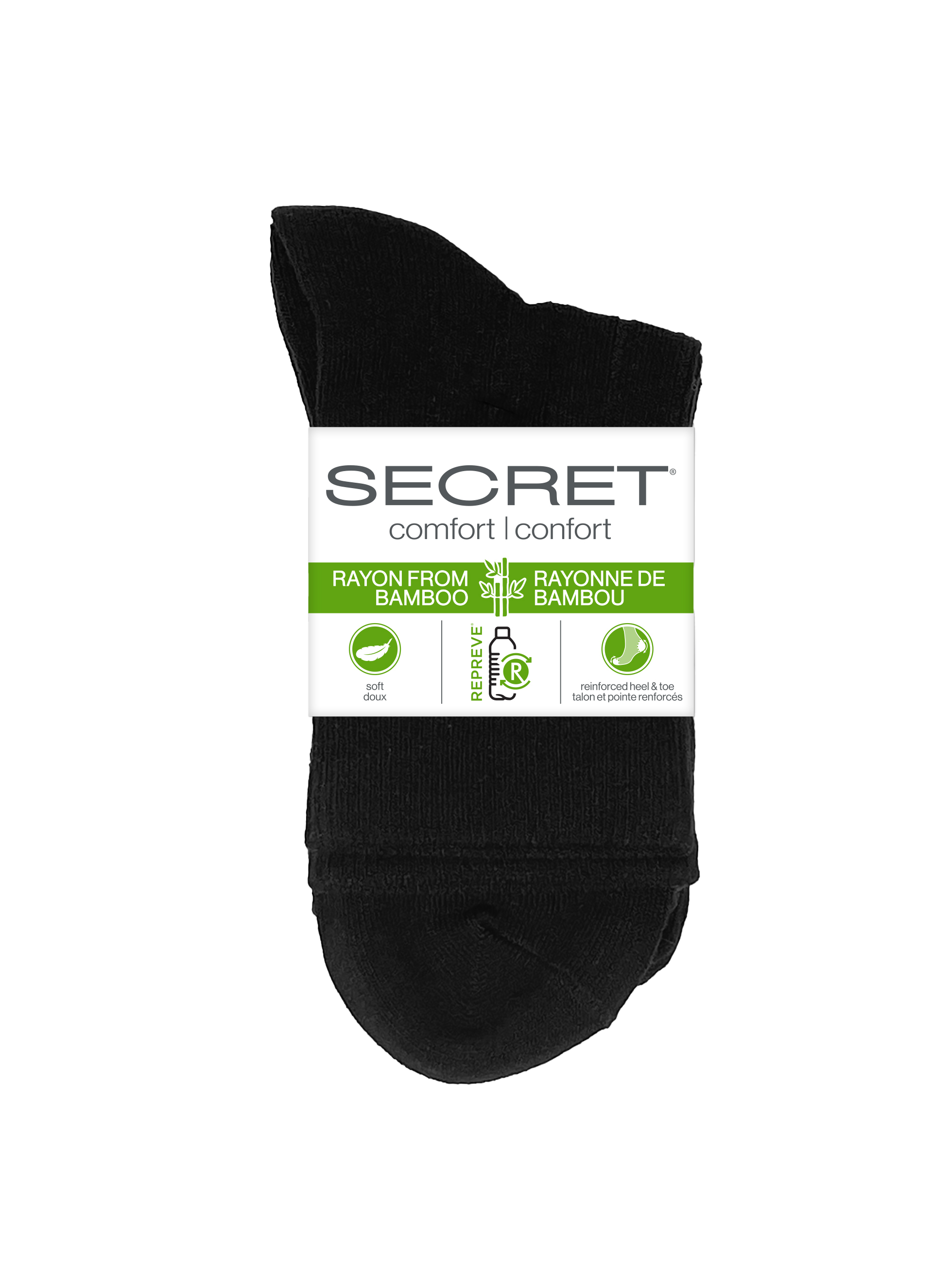 SECRET® Comfort Bamboo Ribbed Turn Cuff - 3 Pairs