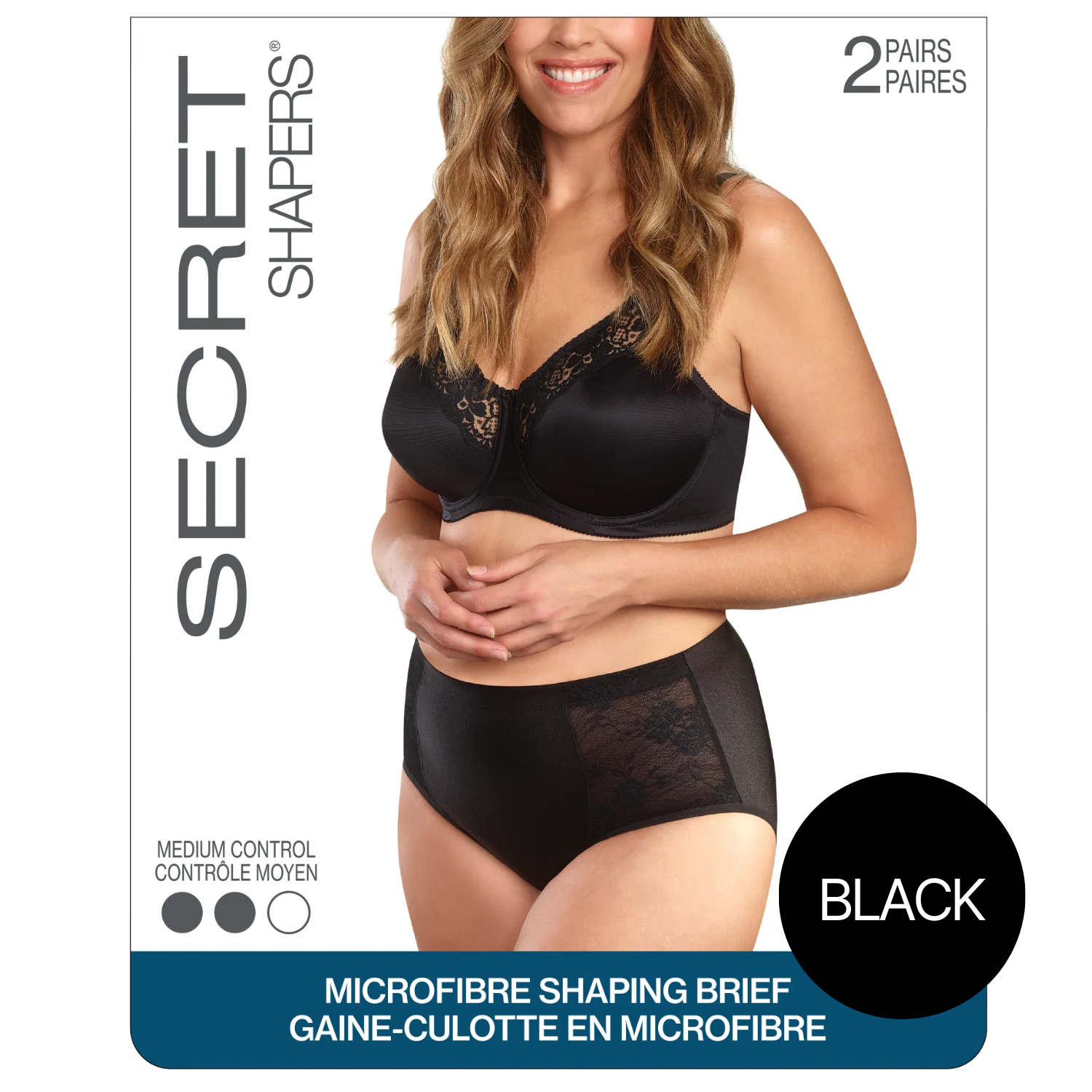 SECRET SHAPERS® Slip gainant en microfibre avec dentelle - 2 paires