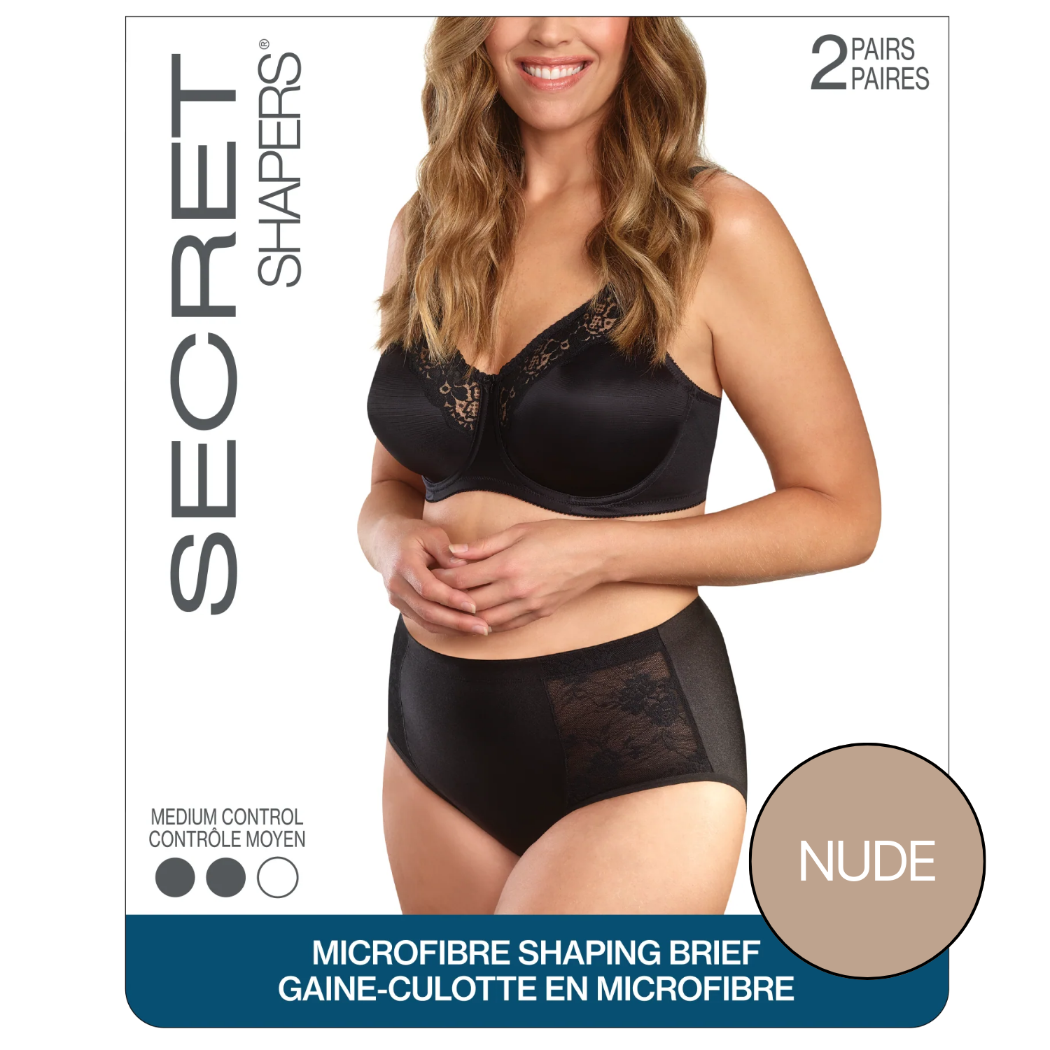 SECRET SHAPERS® Slip gainant en microfibre avec dentelle - 2 paires